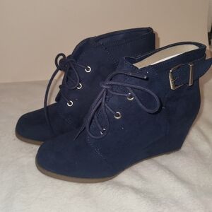 SO Blue Suede Lace Up Boots